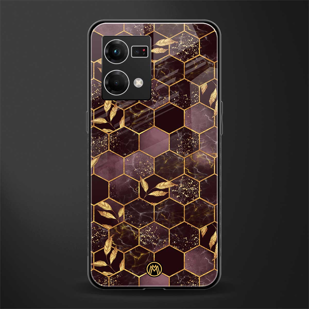 black maroon tile marble back phone cover | glass case for oppo f21 pro 4g