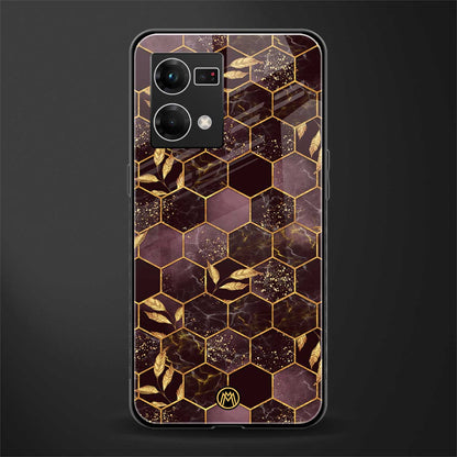 black maroon tile marble back phone cover | glass case for oppo f21 pro 4g