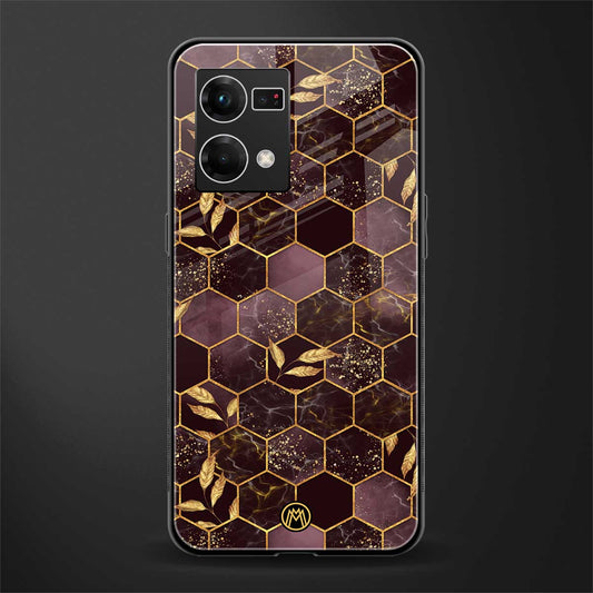 black maroon tile marble back phone cover | glass case for oppo f21 pro 4g