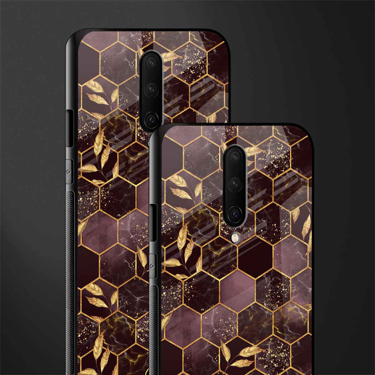 black maroon tile marble glass case for oneplus 7 pro image-2