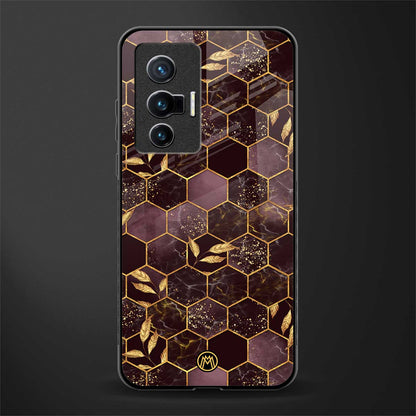 black maroon tile marble glass case for vivo x70 image