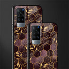black maroon tile marble glass case for vivo x60 image-2