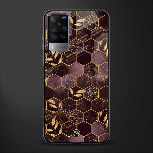 black maroon tile marble glass case for vivo x60 image
