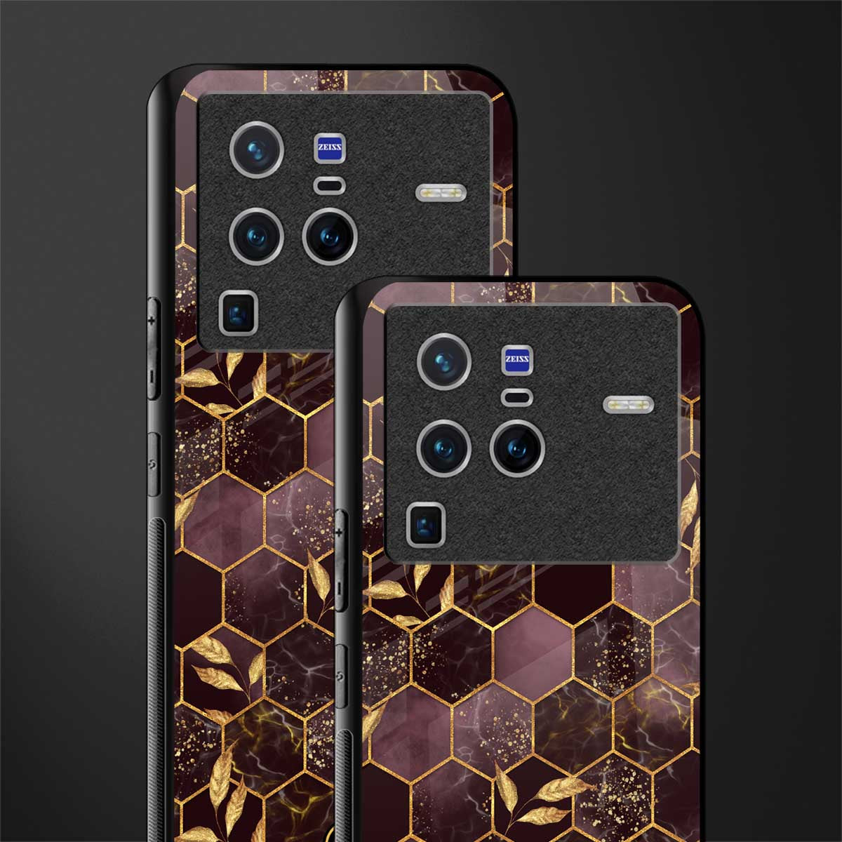 black maroon tile marble glass case for vivo x80 pro 5g image-2