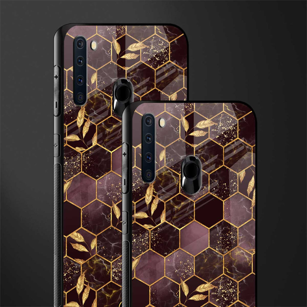 black maroon tile marble glass case for samsung a21 image-2