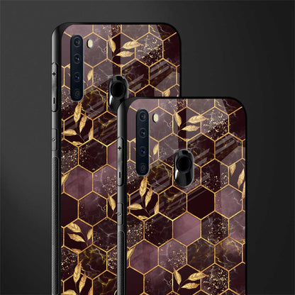 black maroon tile marble glass case for samsung a21 image-2