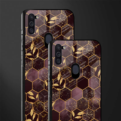 black maroon tile marble glass case for samsung galaxy m11 image-2