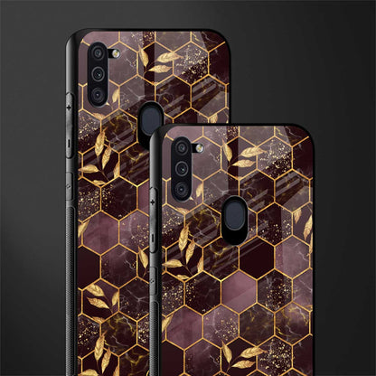 black maroon tile marble glass case for samsung a11 image-2