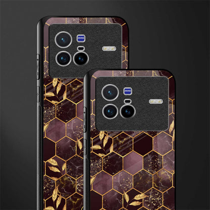 black maroon tile marble glass case for vivo x80 image-2