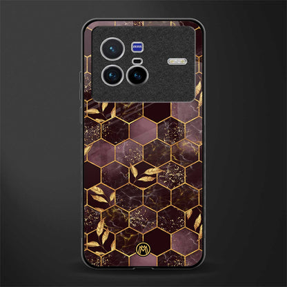black maroon tile marble glass case for vivo x80 image