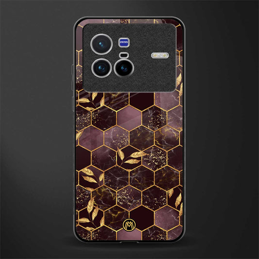 black maroon tile marble glass case for vivo x80 image