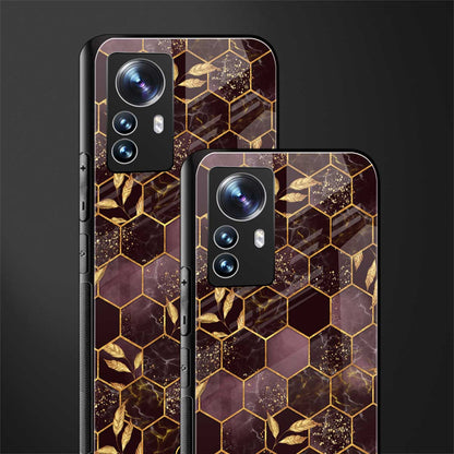 black maroon tile marble back phone cover | glass case for xiaomi 12 pro