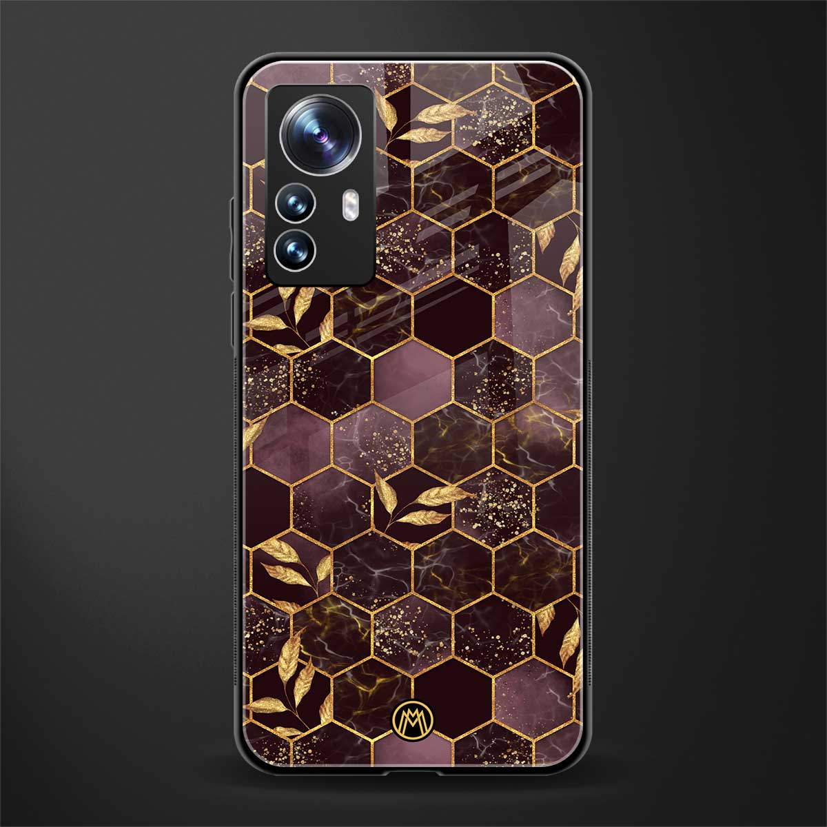 black maroon tile marble back phone cover | glass case for xiaomi 12 pro