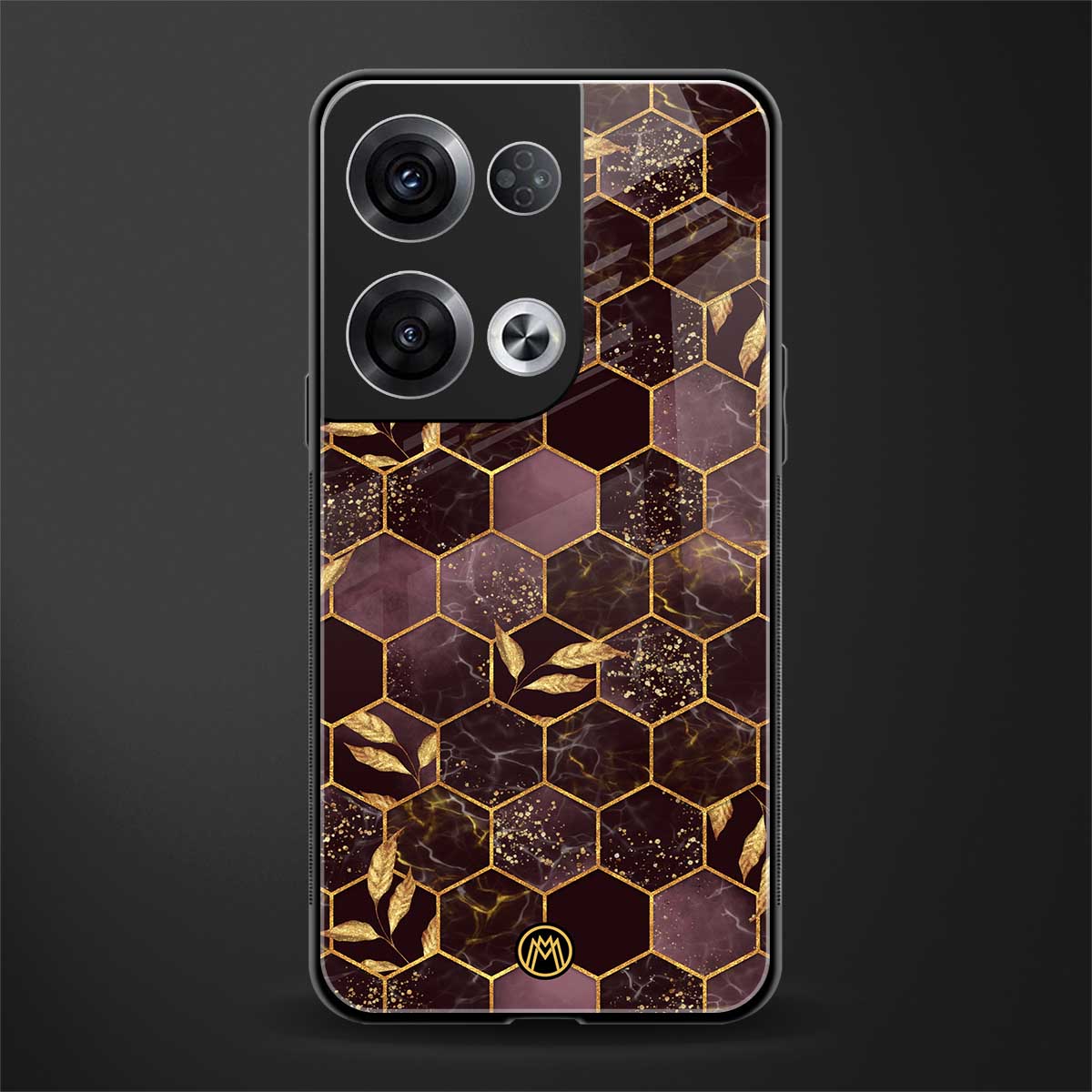 black maroon tile marble back phone cover | glass case for oppo reno 8 pro