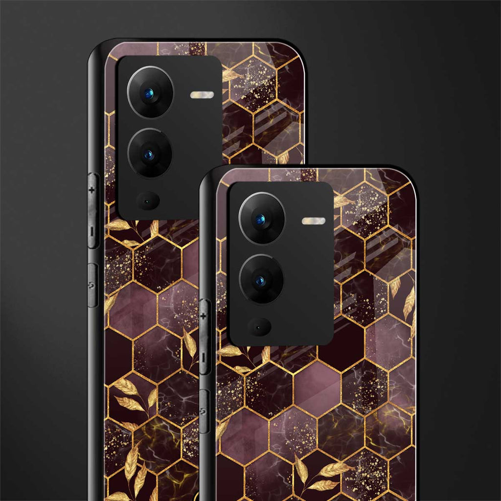 black maroon tile marble back phone cover | glass case for vivo v25 pro 5g