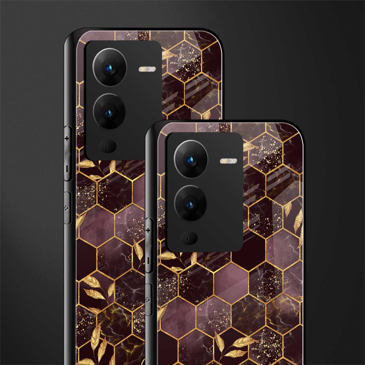 black maroon tile marble back phone cover | glass case for vivo v25 pro 5g
