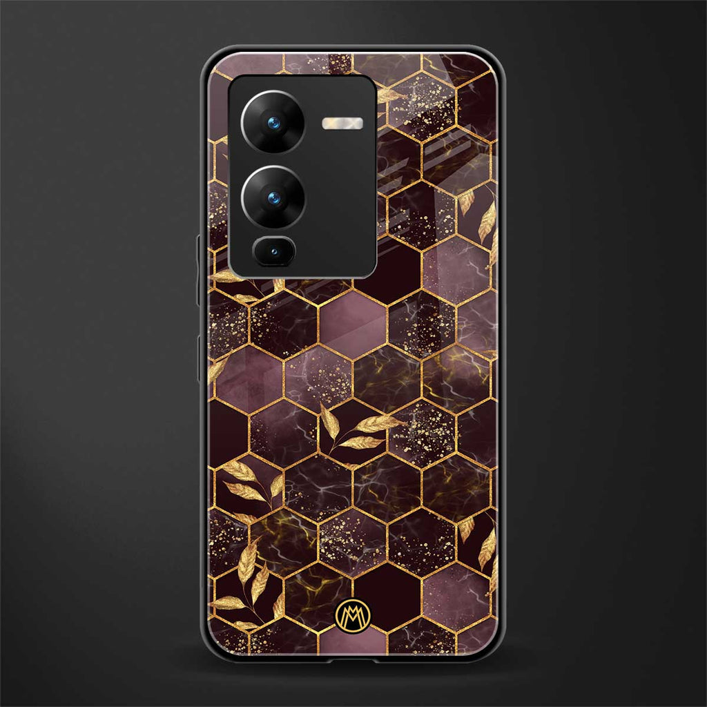 black maroon tile marble back phone cover | glass case for vivo v25 pro 5g