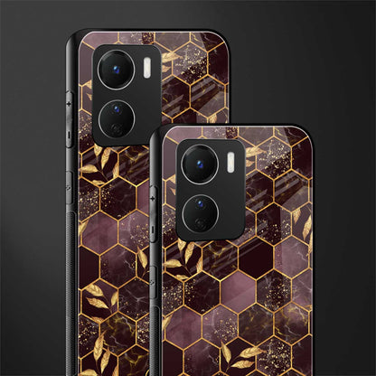 black maroon tile marble back phone cover | glass case for vivo y16