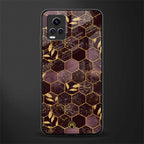 black maroon tile marble back phone cover | glass case for vivo v21e 4g