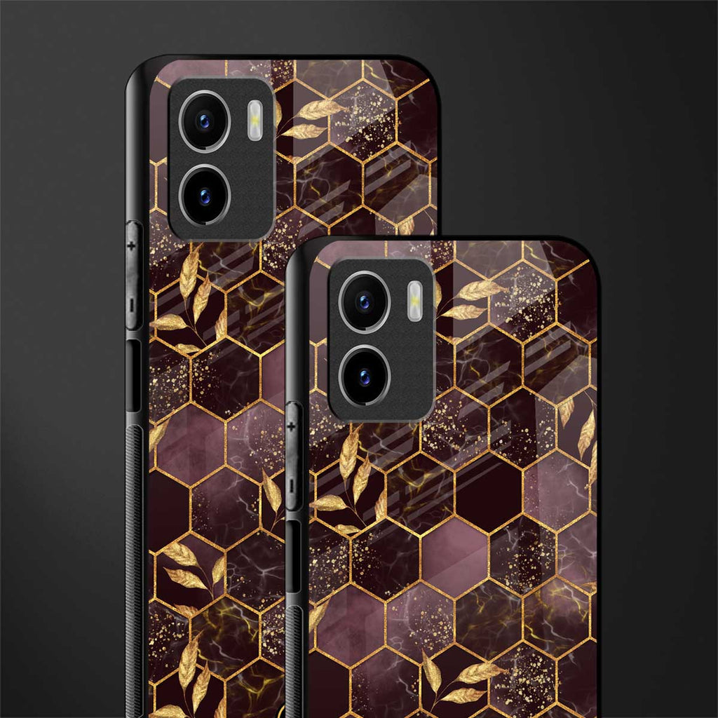 black maroon tile marble back phone cover | glass case for vivo y72