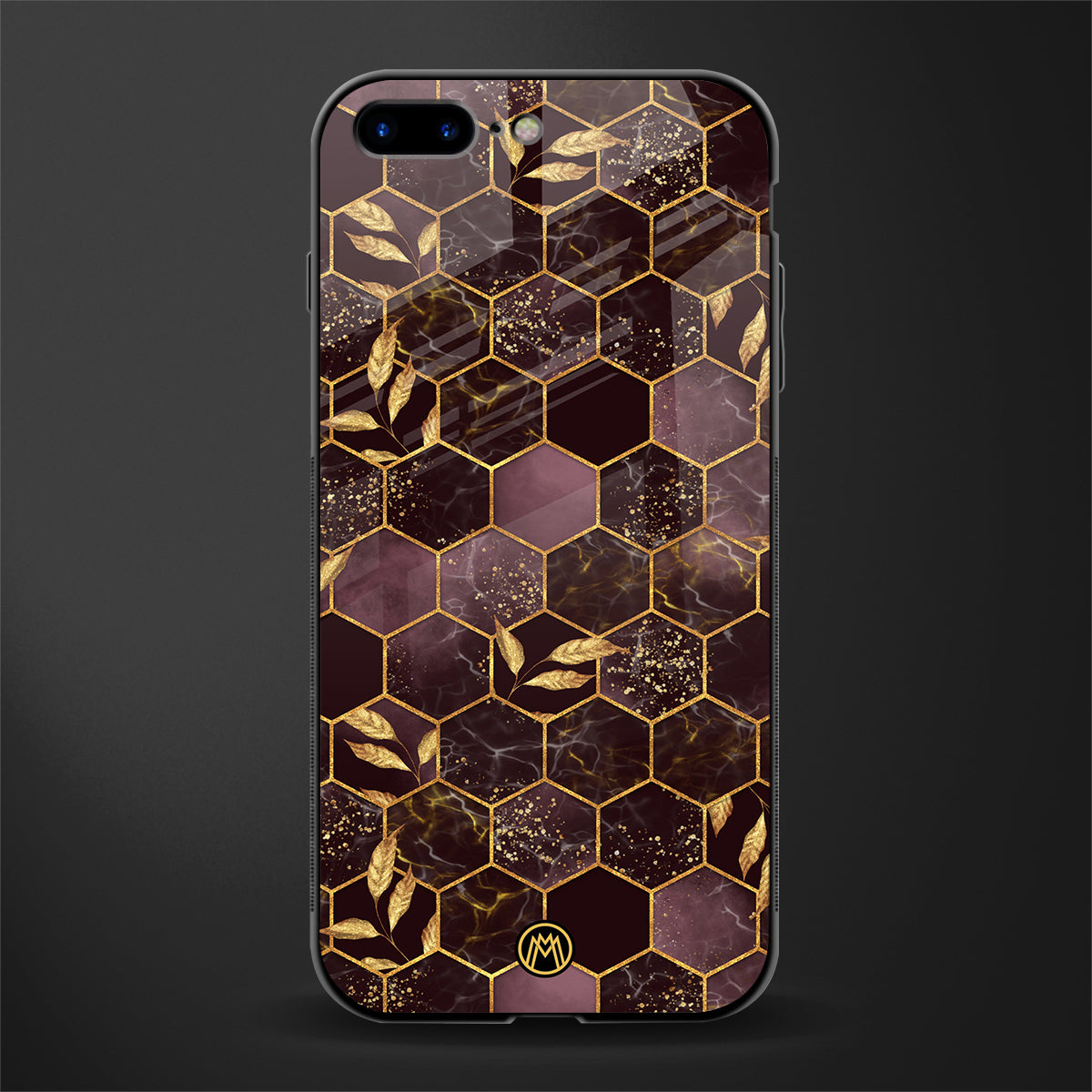 black maroon tile marble glass case for iphone 8 plus image