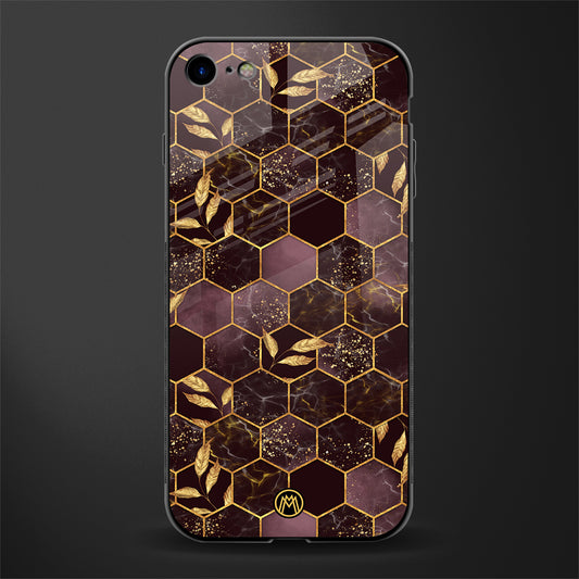 black maroon tile marble glass case for iphone 8 image