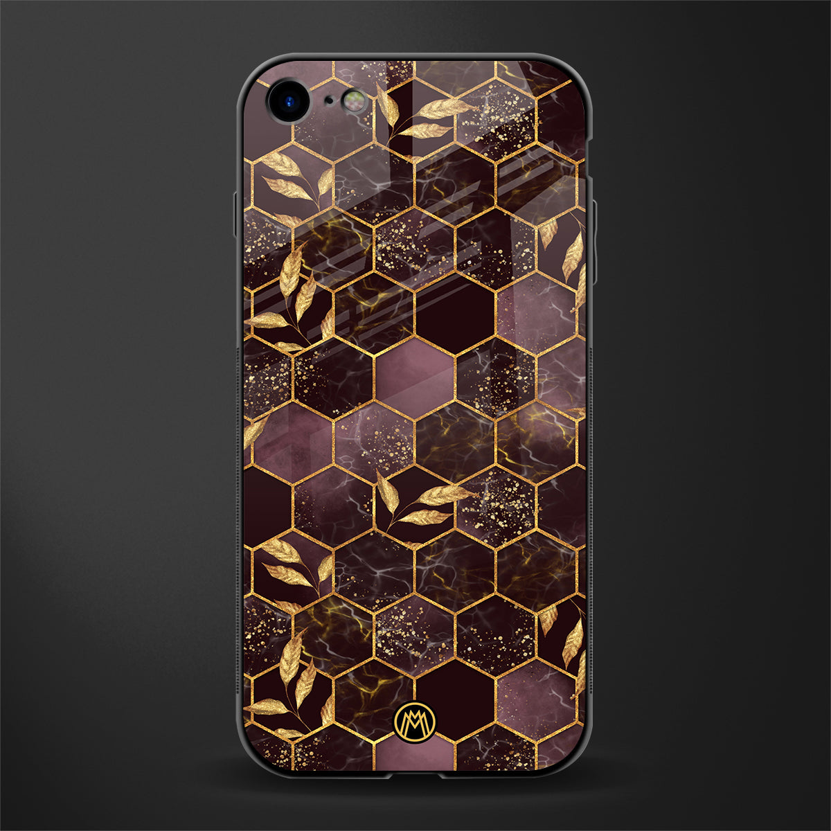 black maroon tile marble glass case for iphone se 2020 image