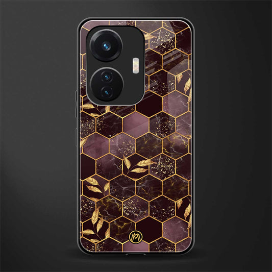 black maroon tile marble back phone cover | glass case for vivo t1 44w 4g
