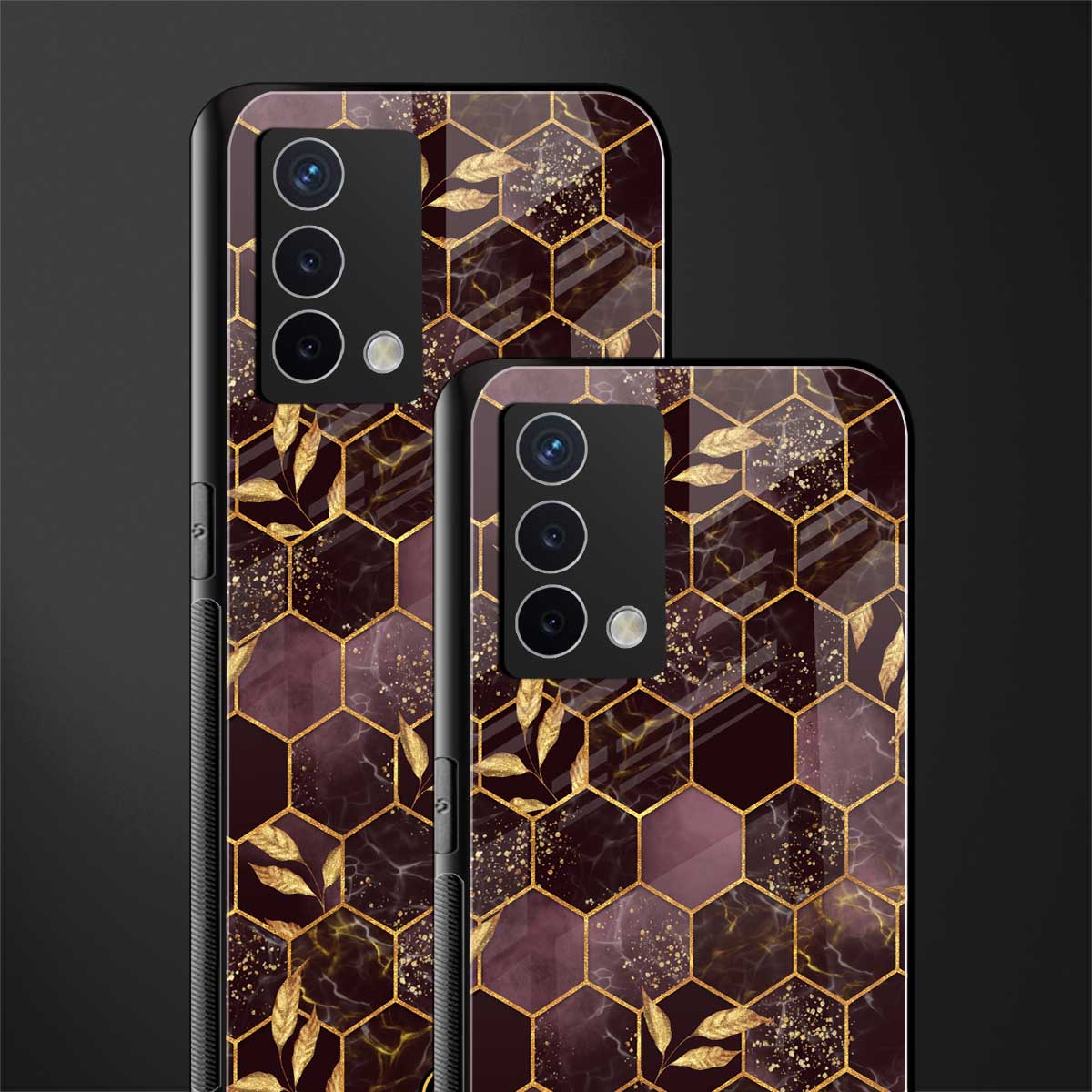 black maroon tile marble back phone cover | glass case for oppo a74 4g