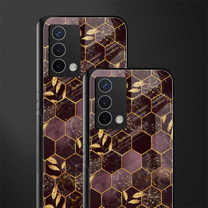 black maroon tile marble back phone cover | glass case for oppo a74 4g
