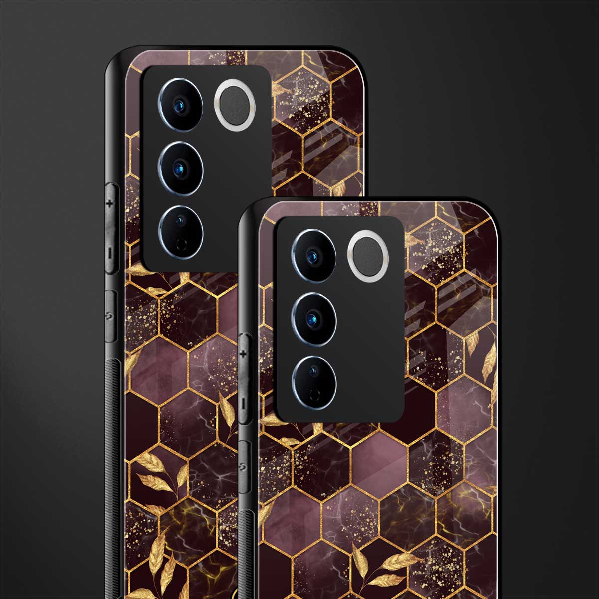 black maroon tile marble back phone cover | glass case for vivo v27 pro 5g