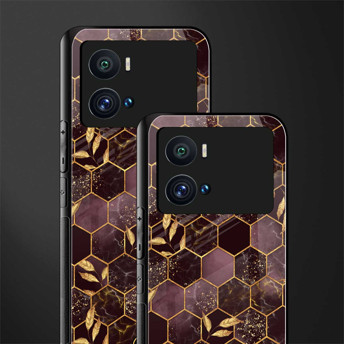 black maroon tile marble back phone cover | glass case for iQOO 9 Pro