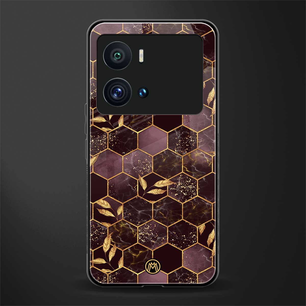 black maroon tile marble back phone cover | glass case for iQOO 9 Pro