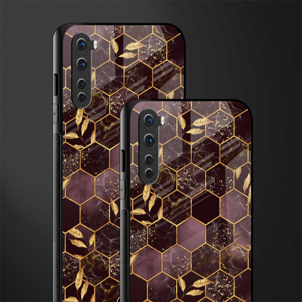 black maroon tile marble glass case for oneplus nord ac2001 image-2