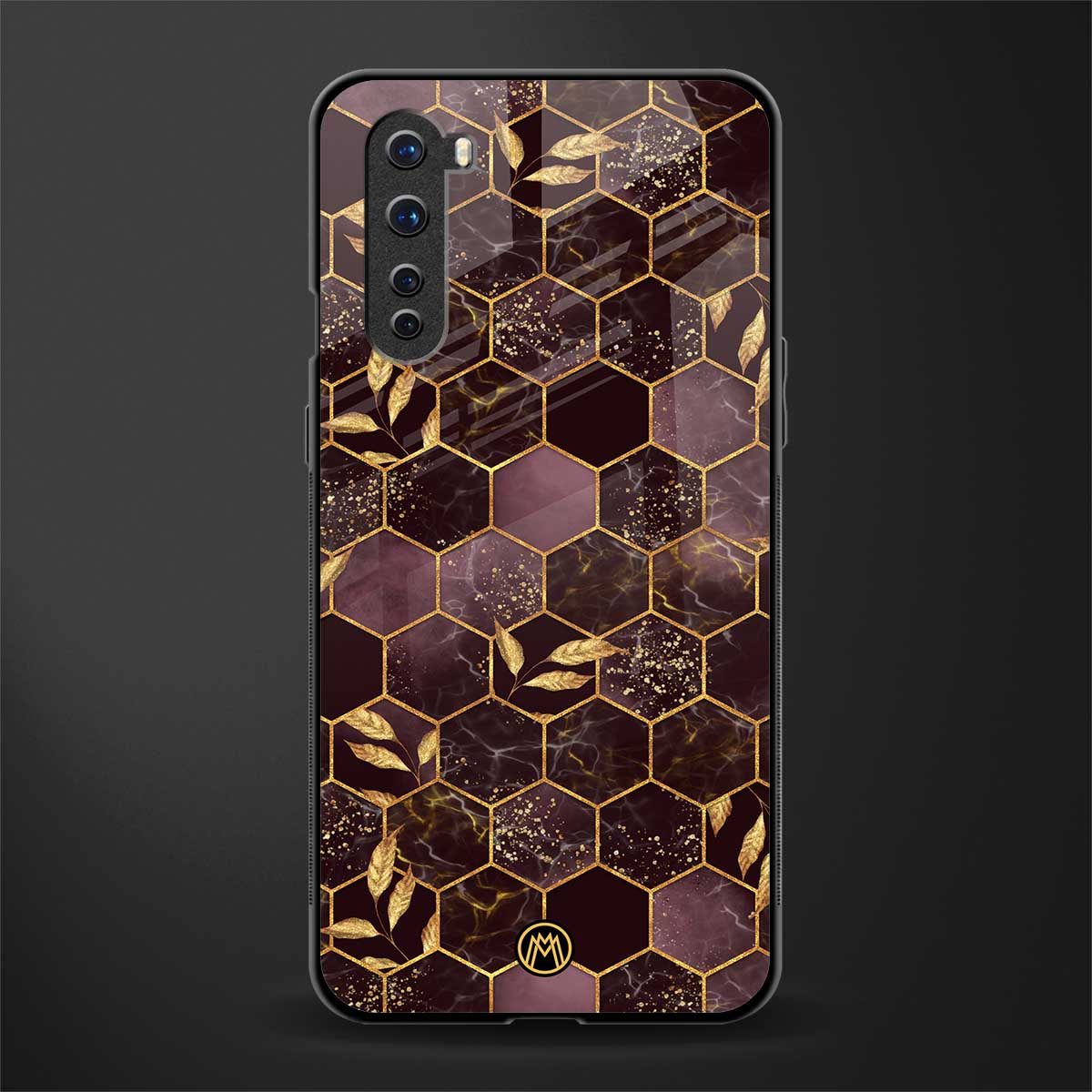 black maroon tile marble glass case for oneplus nord ac2001 image