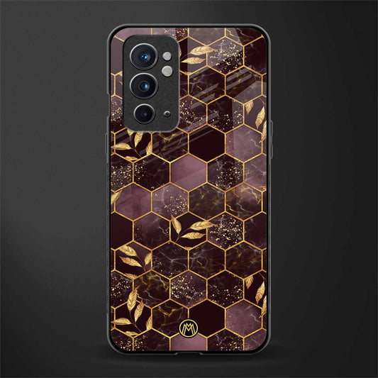 black maroon tile marble glass case for oneplus 9rt image