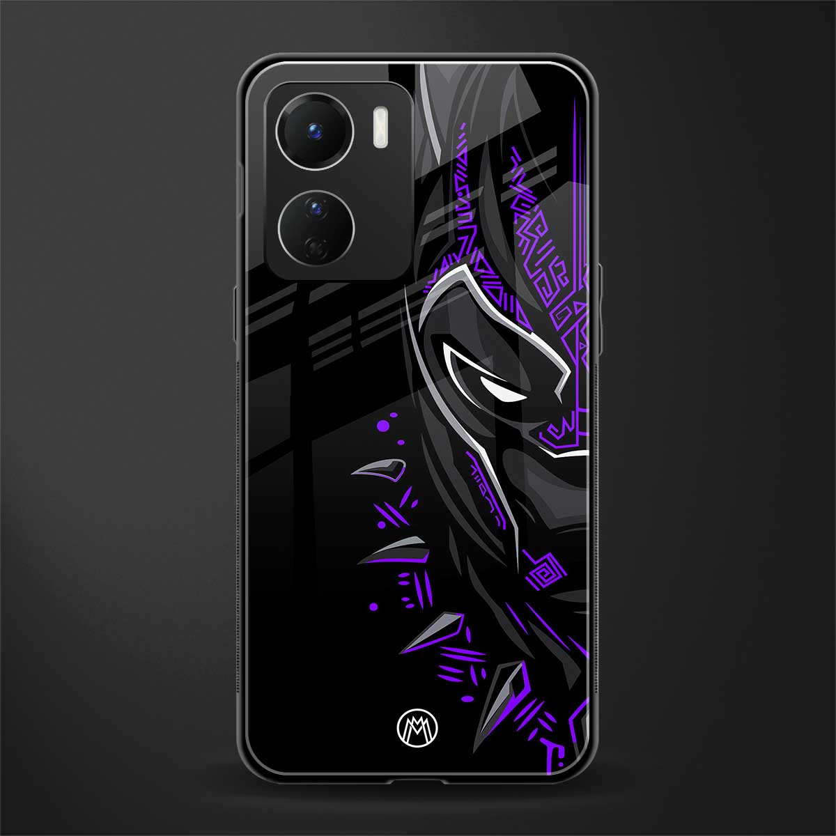 black panther superhero back phone cover | glass case for vivo y16