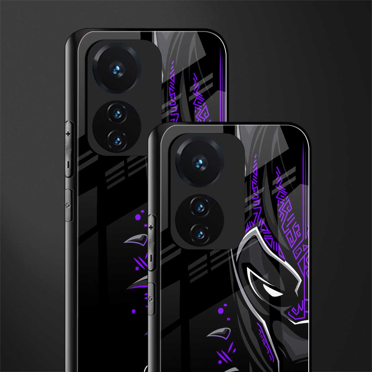 black panther superhero back phone cover | glass case for vivo t1 44w 4g