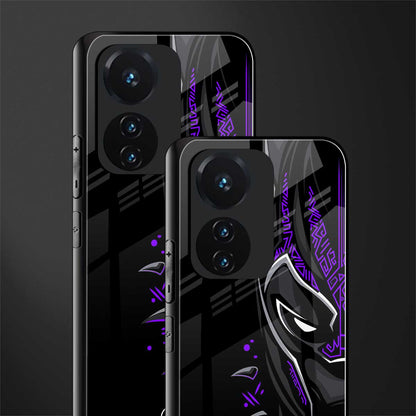 black panther superhero back phone cover | glass case for vivo t1 44w 4g