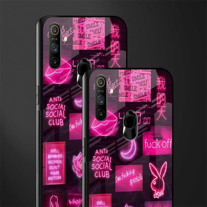 black pink aesthetic collage glass case for realme narzo 20a image-2