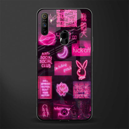 black pink aesthetic collage glass case for realme narzo 20a image