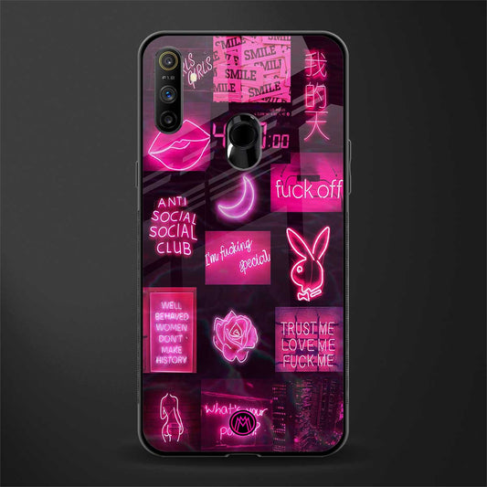 black pink aesthetic collage glass case for realme narzo 20a image
