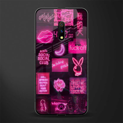 black pink aesthetic collage glass case for oppo k3 image