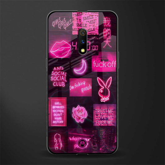 black pink aesthetic collage glass case for oppo k3 image