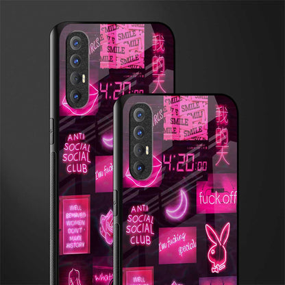 black pink aesthetic collage glass case for oppo reno 3 pro image-2