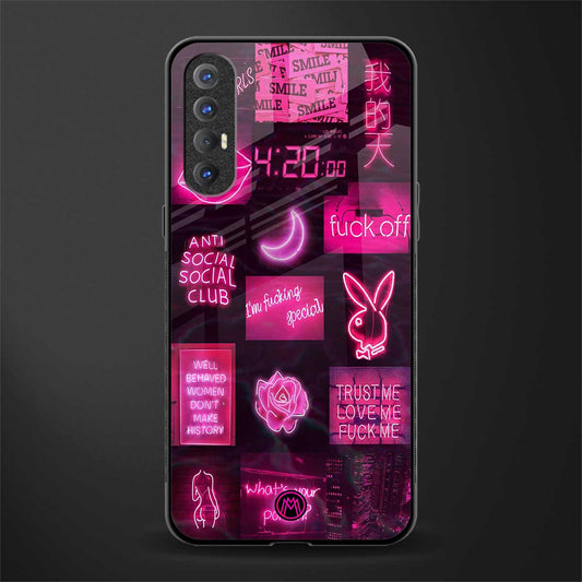 black pink aesthetic collage glass case for oppo reno 3 pro image