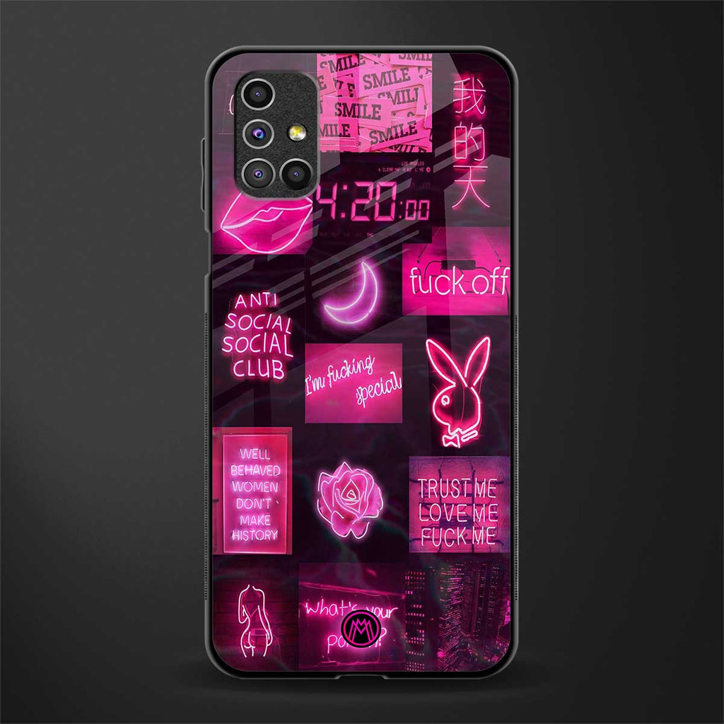 black pink aesthetic collage glass case for samsung galaxy m51 image