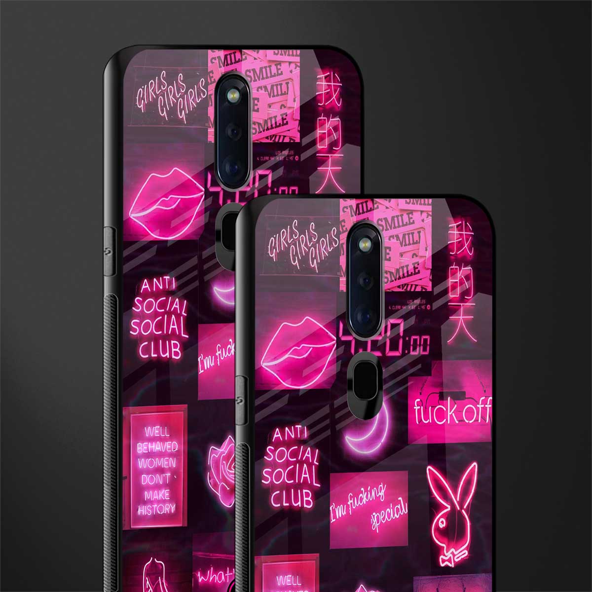 black pink aesthetic collage glass case for oppo f11 pro image-2
