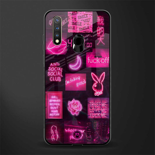 black pink aesthetic collage glass case for vivo y19 image