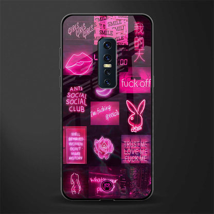 black pink aesthetic collage glass case for vivo v17 pro image
